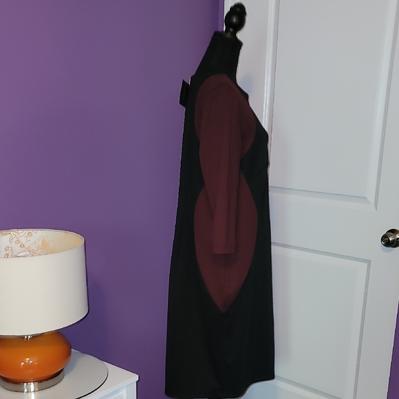 Lane Bryant Black and Burgundy Quarter Sleeve Dress Sz: 14 NWT - Picture 7 of 8